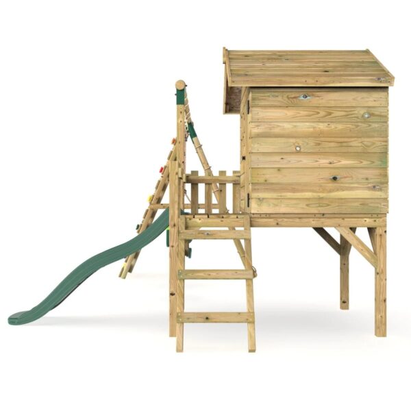 Rebo Orchard Wooden 4FT Playhouse + 6FT Slide – Luna Green - Image 2