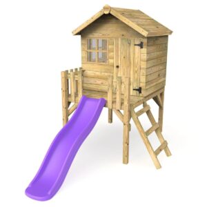 Rebo Orchard Playhouse, Durable 900mm Deck + 6FT Slide – Swan Purple