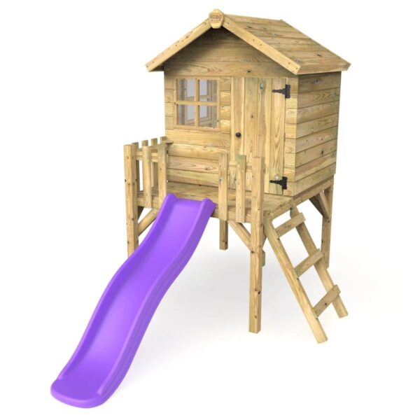 Rebo Orchard Playhouse, Durable 900mm Deck + 6FT Slide – Swan Purple