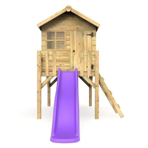 Rebo Orchard Playhouse, Durable 900mm Deck + 6FT Slide – Swan Purple - Image 3