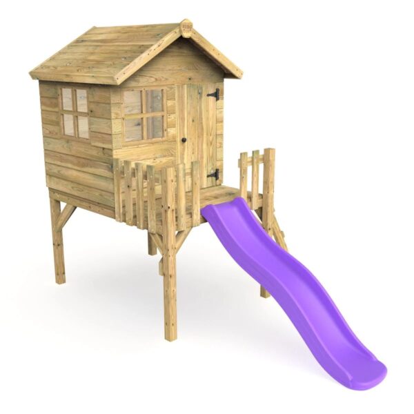 Rebo Orchard Playhouse, Durable 900mm Deck + 6FT Slide – Swan Purple - Image 2
