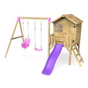 Rebo Orchard 4FT x 4FT Playhouse, 6FT Slide – Luna Purple