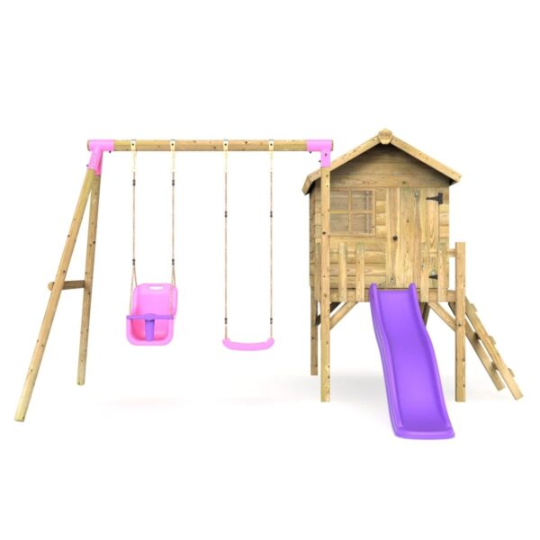 Rebo Orchard 4FT x 4FT Playhouse, 6FT Slide – Luna Purple - Image 3
