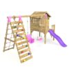 Rebo Orchard Wooden  4FT Playhouse 6FT Slide – Luna Purple - Image 2