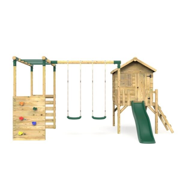 Rebo Orchard Wooden  4FT Playhouse, 6FT Slide – Venus Green - Image 3