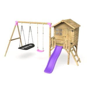 Rebo Orchard Playhouse, 900mm Deck & 6FT Slide – Sage Purple