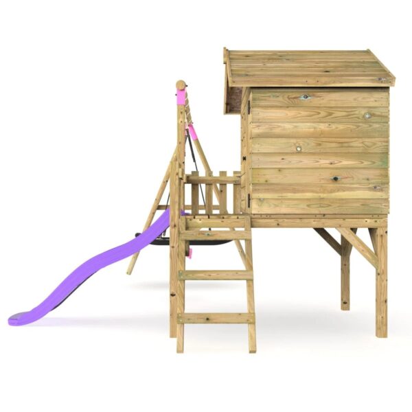 Rebo Orchard Playhouse, 900mm Deck & 6FT Slide – Sage Purple - Image 2