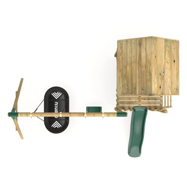 Rebo Orchard Wooden 4FT x 4FT Playhouse, 6FT Slide – Sage Green - Image 3